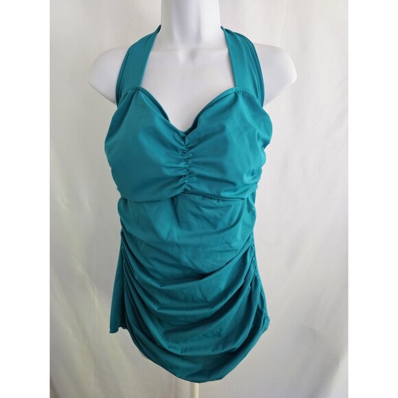 Catalina Swimsuit Women's Teal Blue One Piece Suddenly Slim Bathing Suit Size 14 - Picture 1 of 9